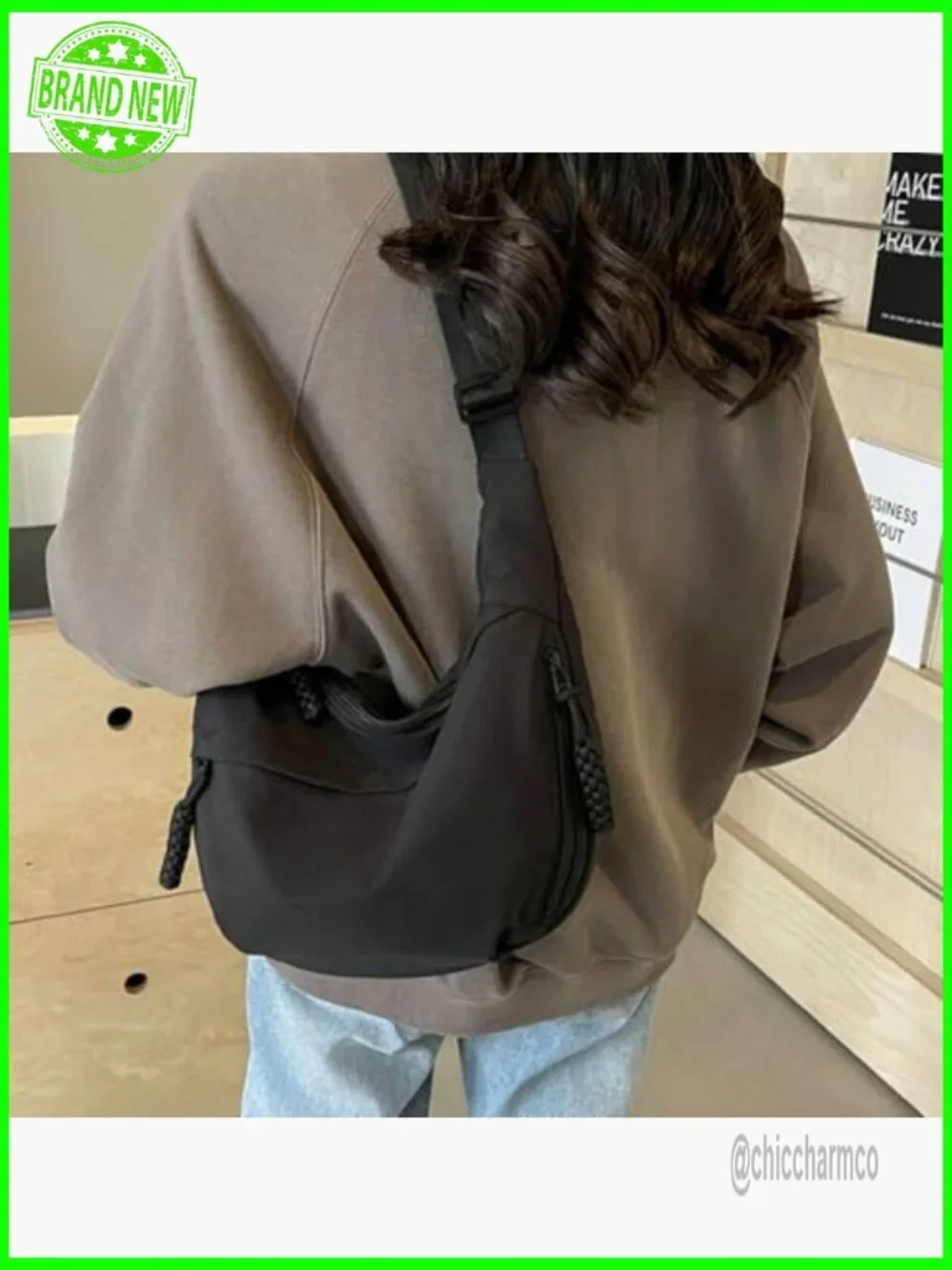 Medium Hobo Shoulder Bag Waterproof Nylon Crossbody Casual Retro Slouchy
